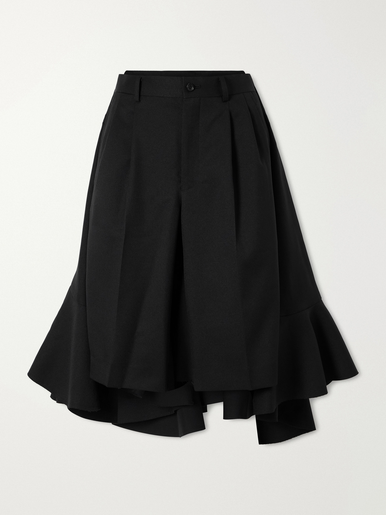 Comme Des Garçons Wide-leg Twill Ruffled Shorts In Black
