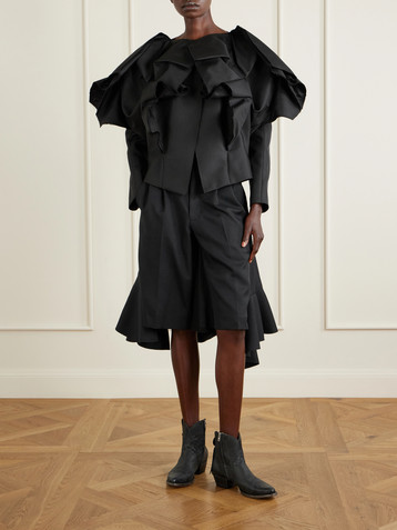 COMME DES GARÇONS Wide-Leg twill ruffled shorts