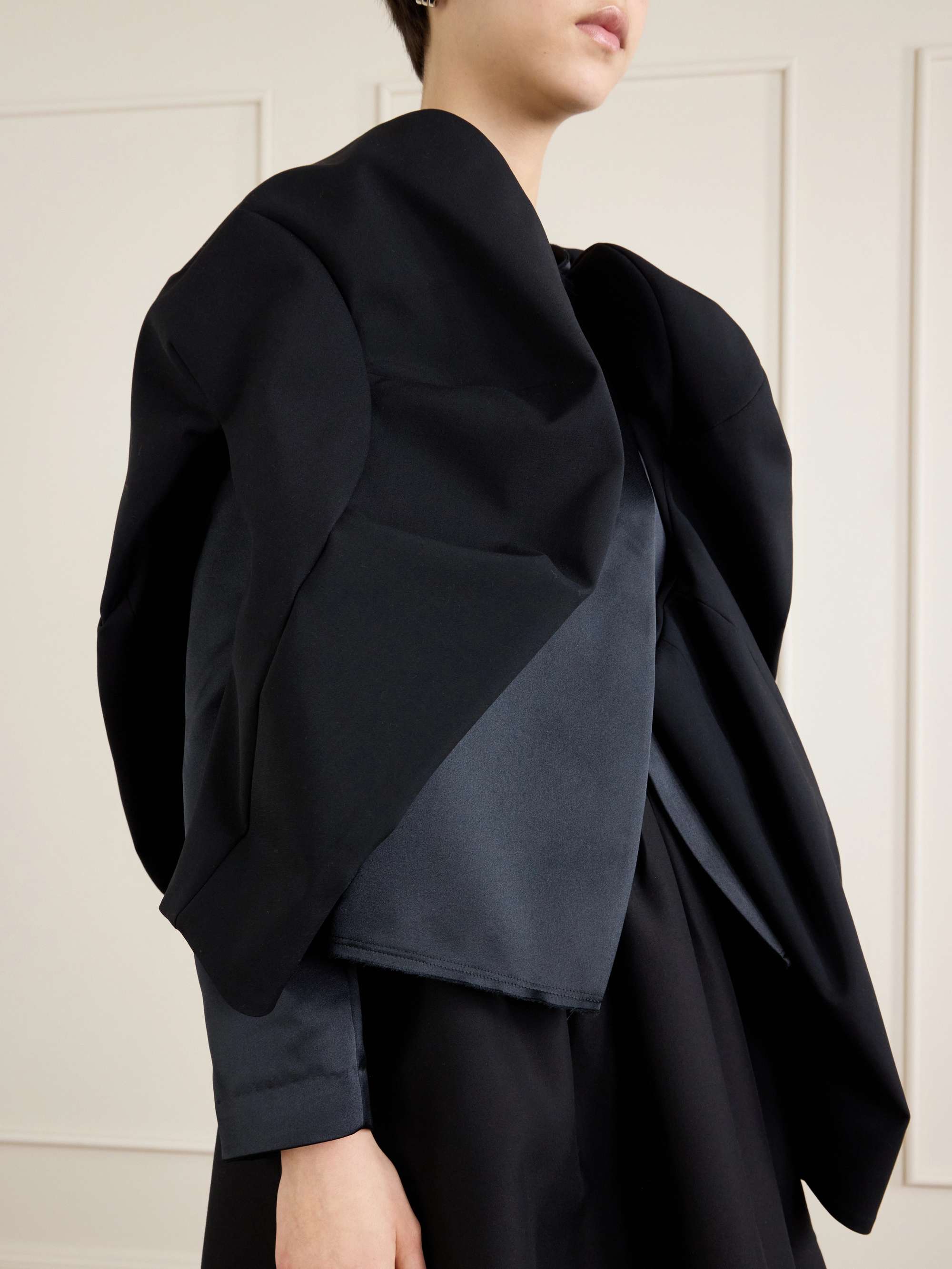 COMME des GARÇONS Wool and satin-trimmed crepe jacket | NET-A-PORTER
