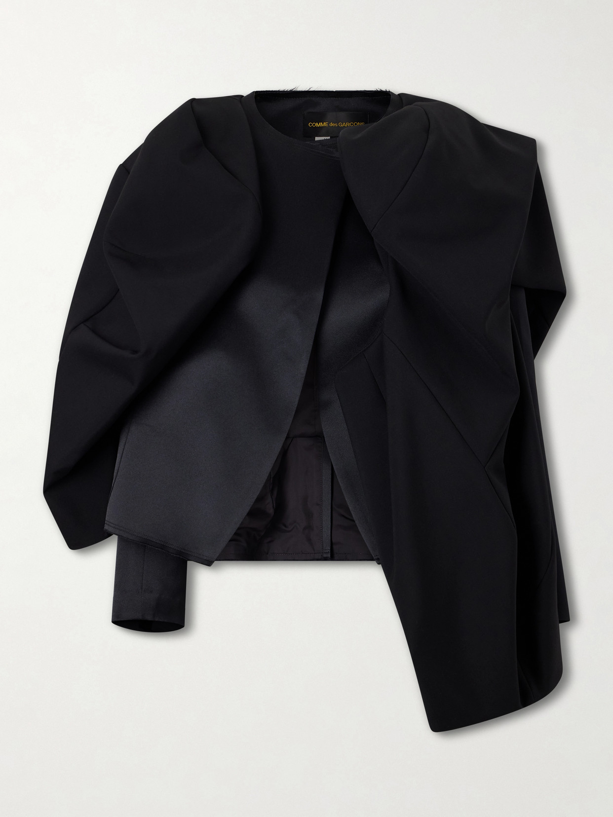 Comme Des Garçons Wool And Satin-trimmed Crepe Jacket In Black