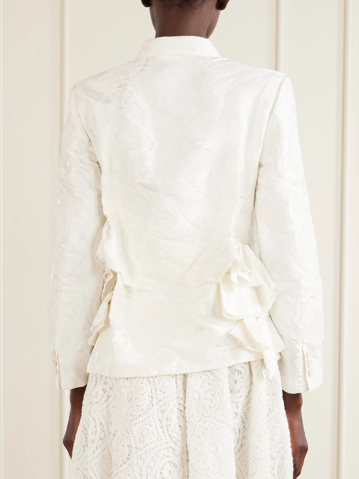 Comme Des Garçons - Frayed Ruffled Brocade Jacket