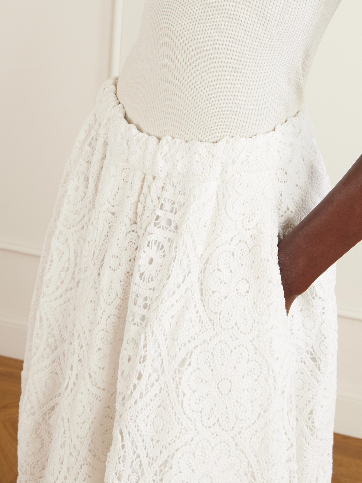 Comme Des Garçons - Pleated Crocheted Cotton Midi