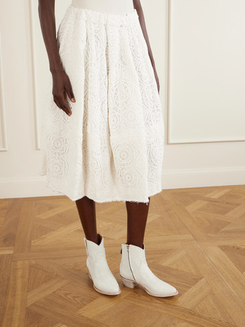 COMME DES GARÇONS Pleated crocheted cotton midi skirt