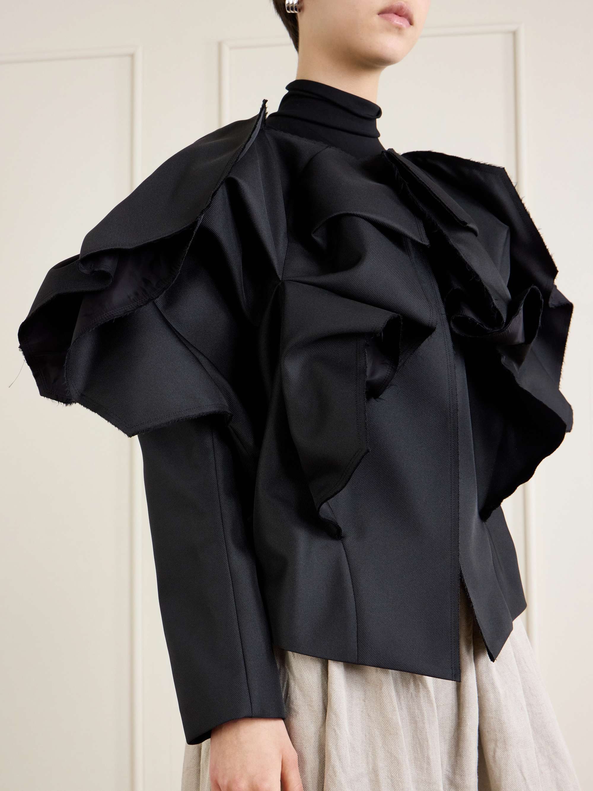 COMME des GARÇONS Ruffled frayed gabardine jacket | NET-A-PORTER