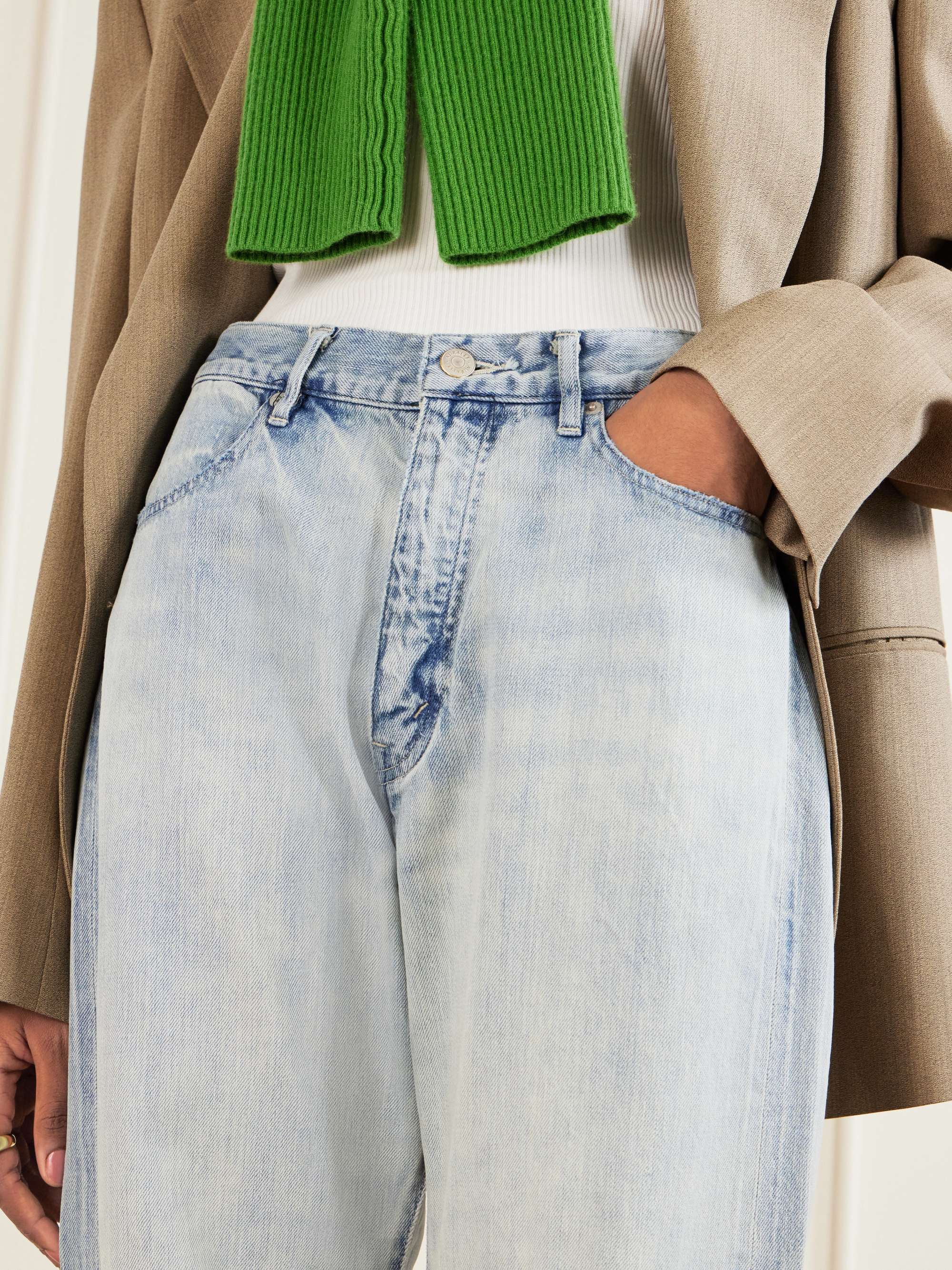 AURALEE Distressed wide-leg jeans | NET-A-PORTER