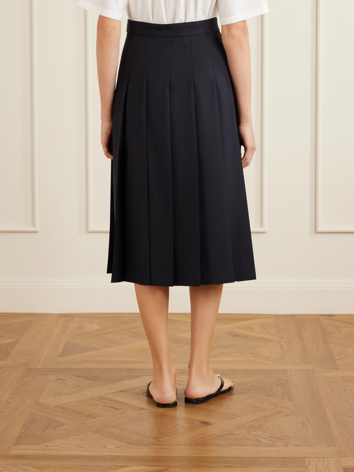 Pleated Wool And Mohair-Blend Midi