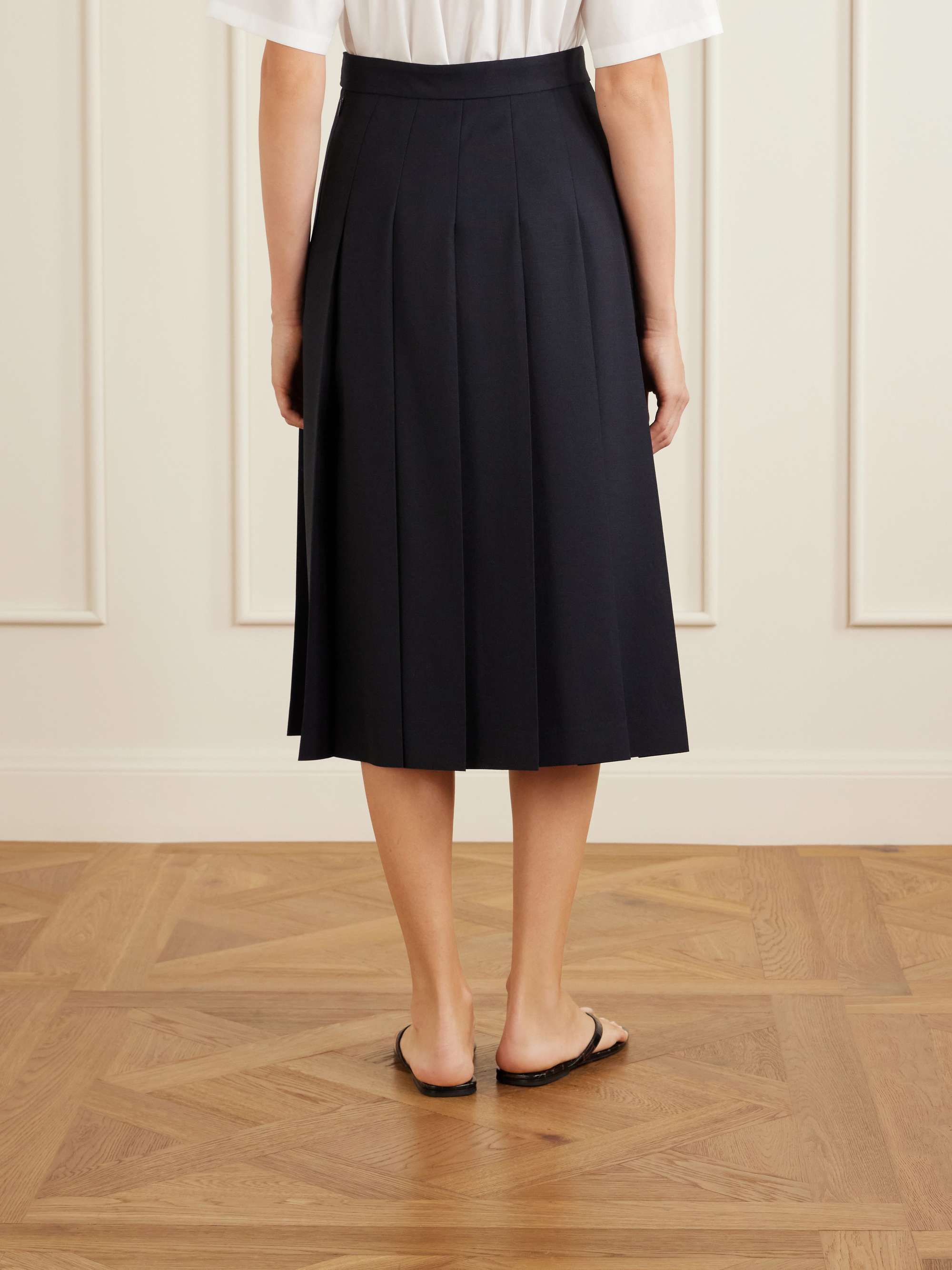 AURALEE Pleated wool and mohair-blend midi skirt | NET-A-PORTER
