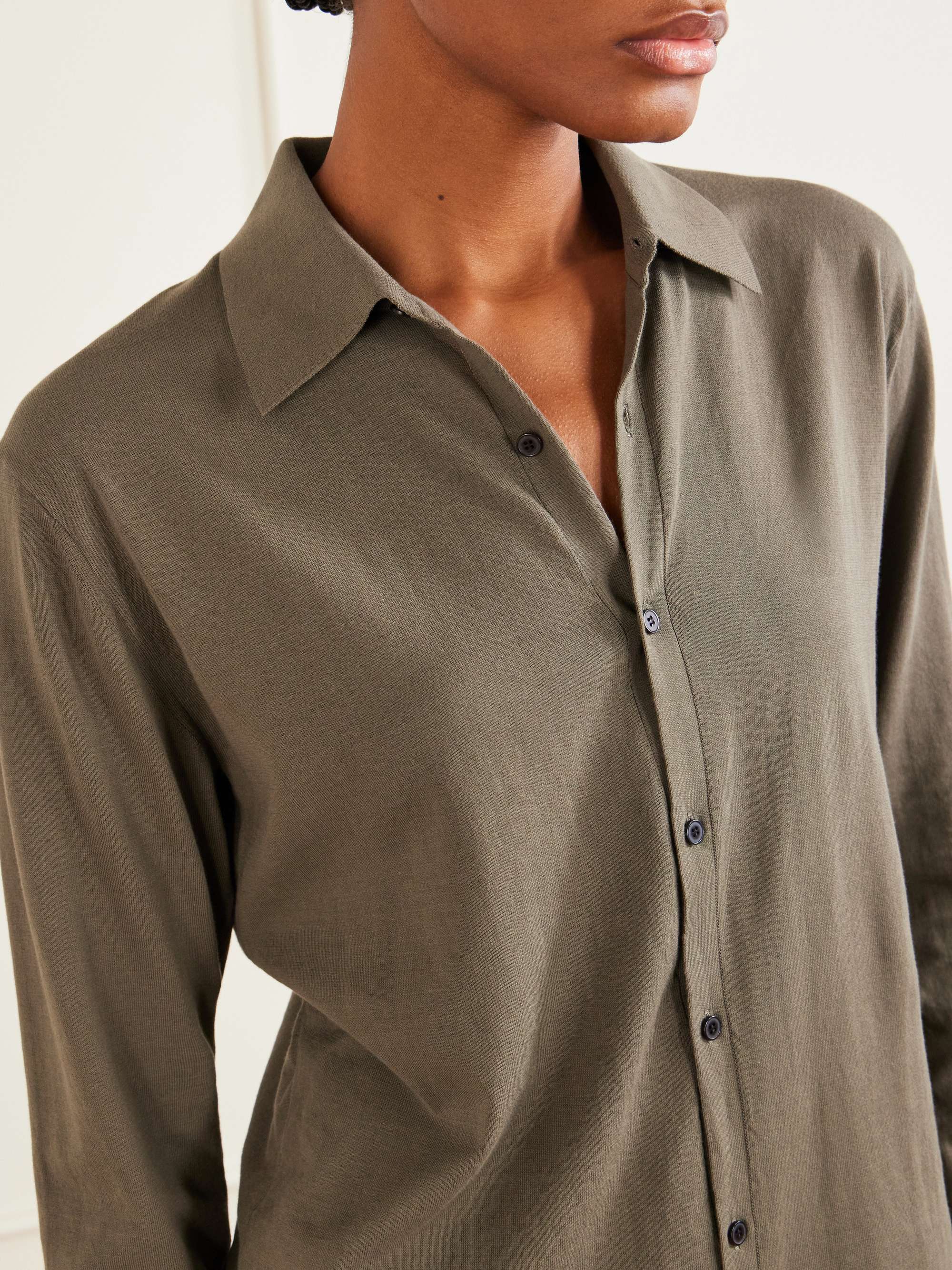 トップス AURALEE GIZA LIGHT WEIGHT SHIRTS AURALEE Giza fine knit cotton shirt | NET-A-PORTER