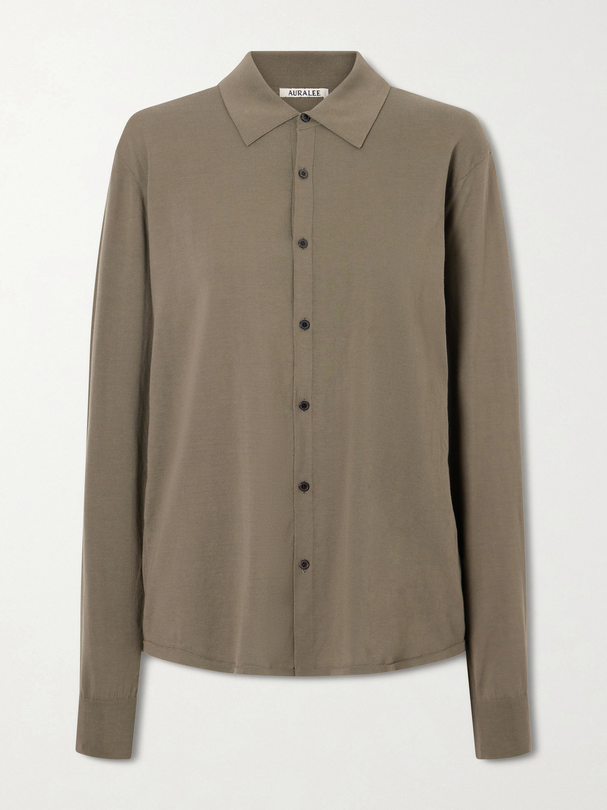 Auralee Giza Fine Knit Cotton Shirt In Green