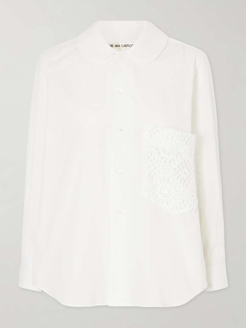 Comme des Garçons Crochet-trimmed Cotton-poplin Shirt