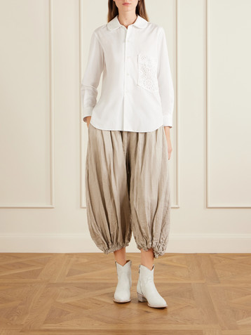COMME DES GARÇONS Crochet-trimmed cotton-poplin shirt