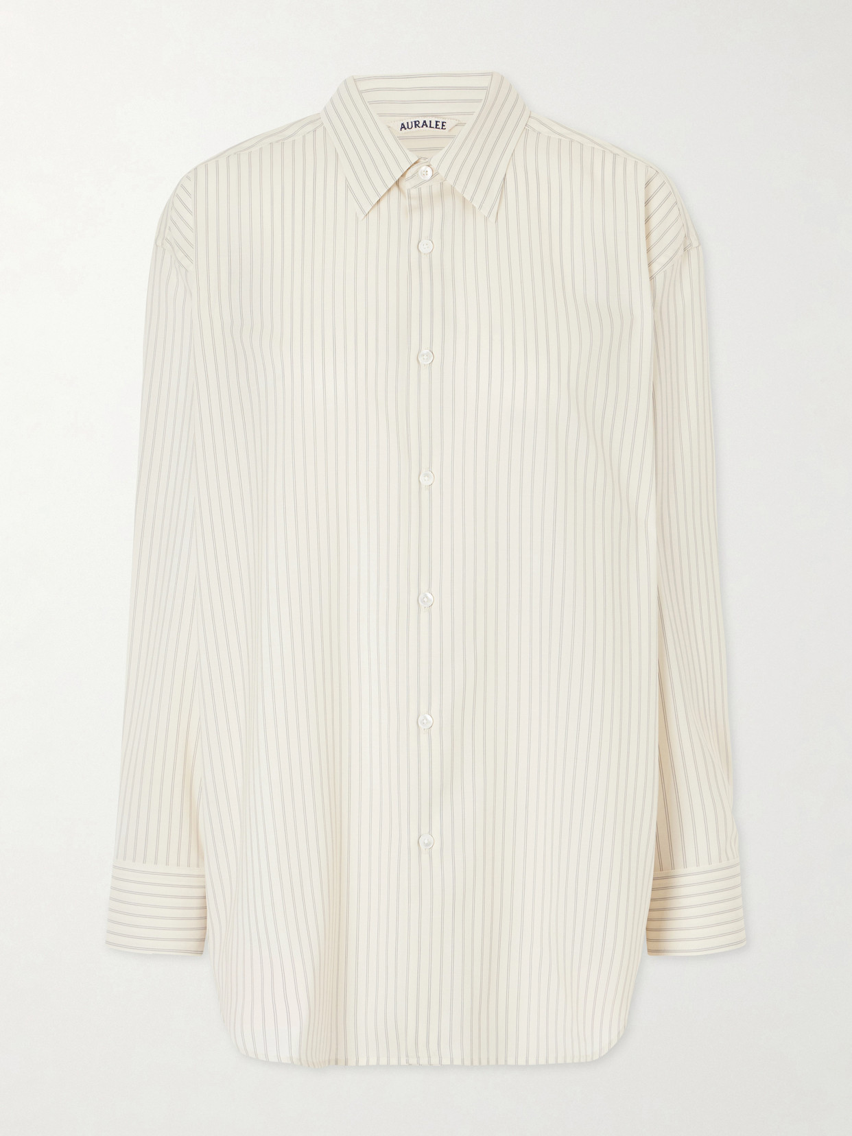 Auralee Striped Wool Shirt In White