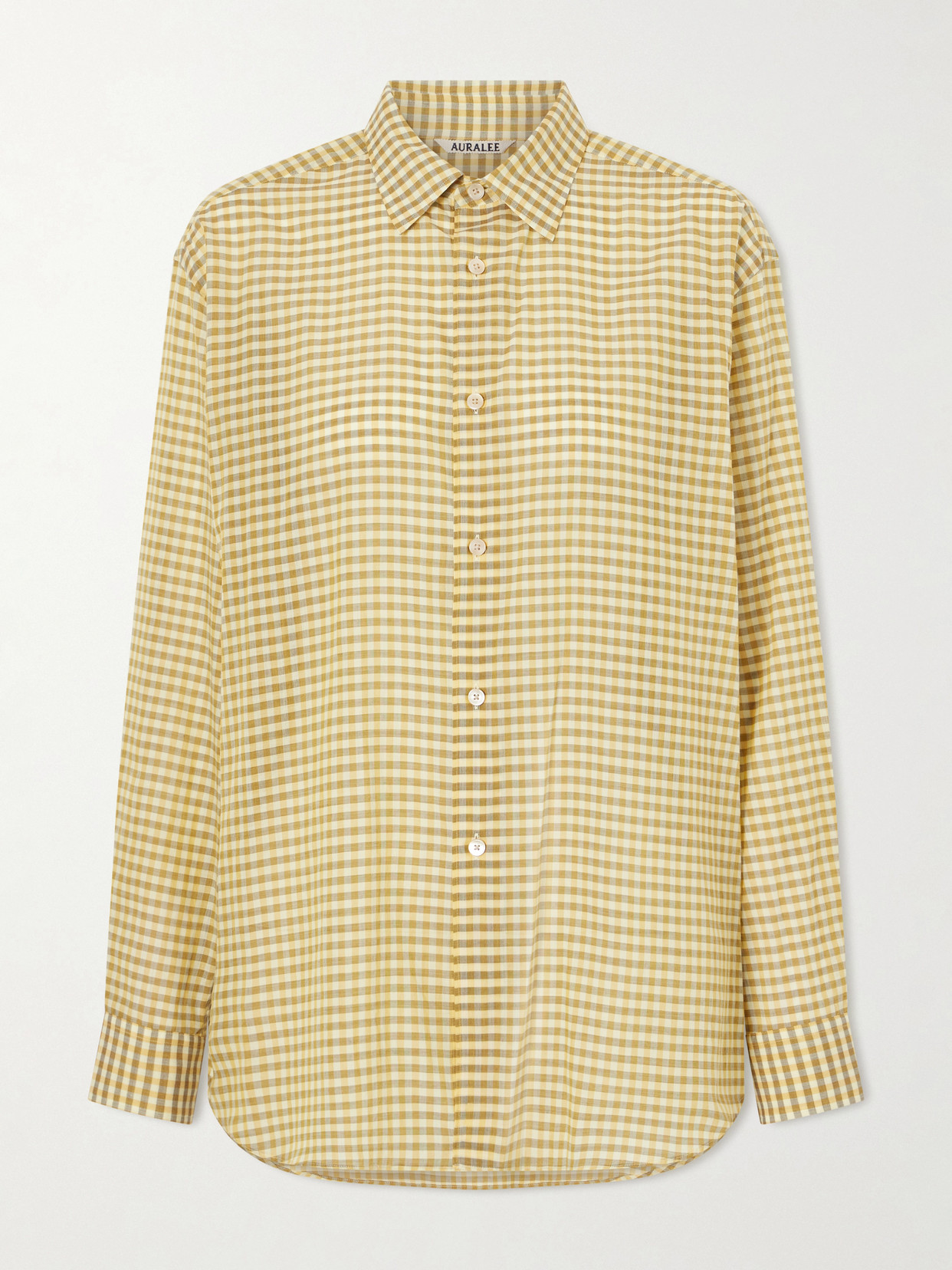 Auralee Check Cotton Shirt In Yellow