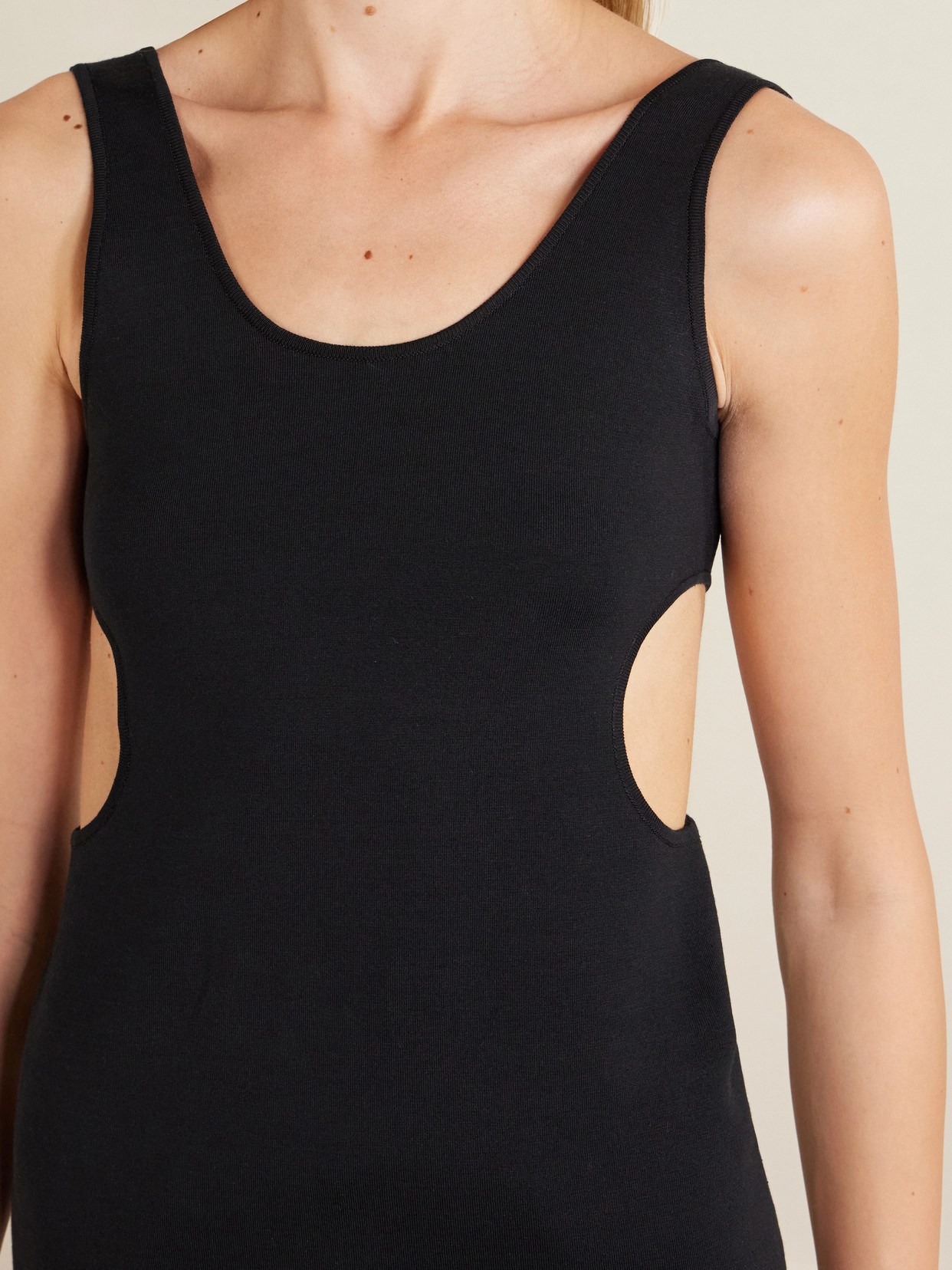 Cutout Ribbed-Knit Jersey Tank