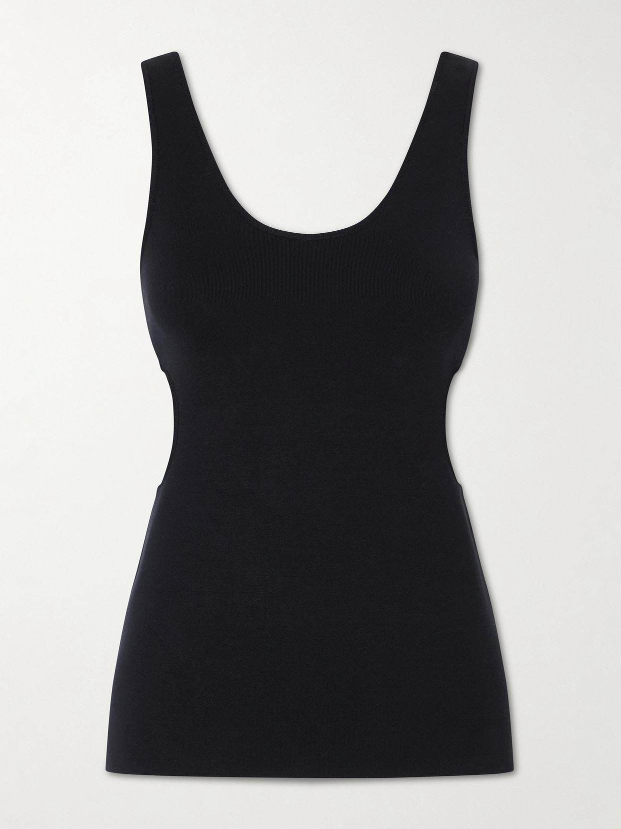 Auralee Cutout Ribbed-knit Jersey Tank In Black