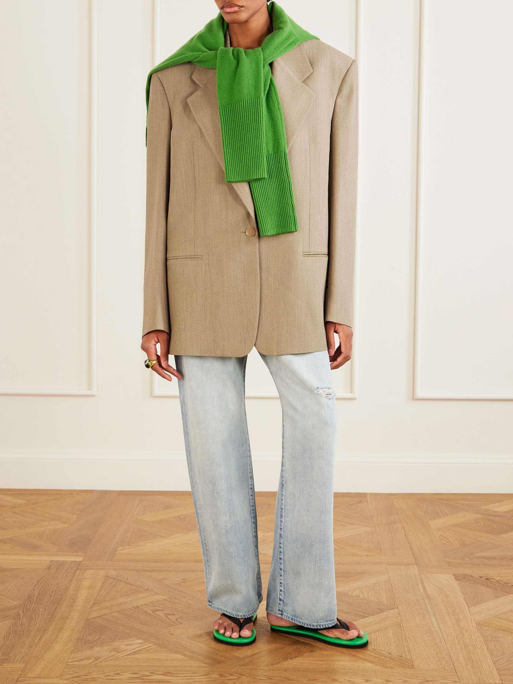 AURALEE Leather flip flops | NET-A-PORTER