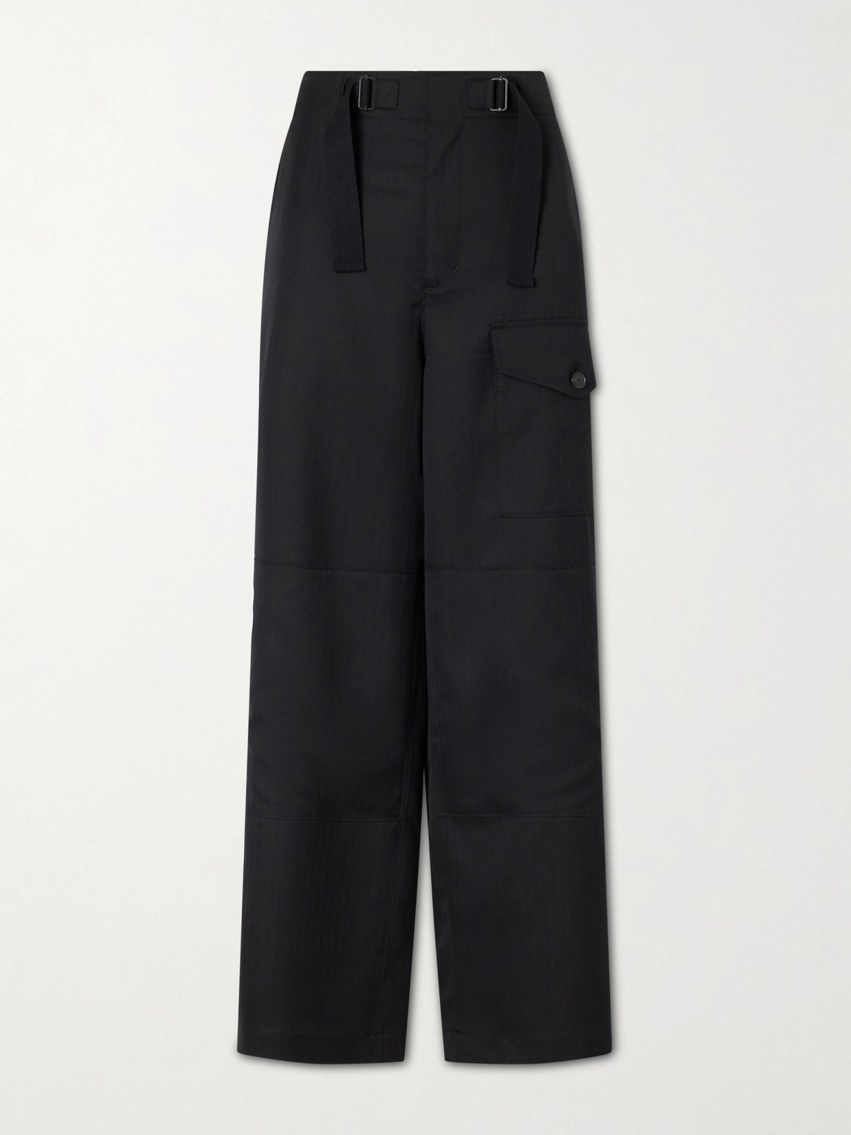 Auralee Herringbone Wool Wide-leg Cargo Pants In Black