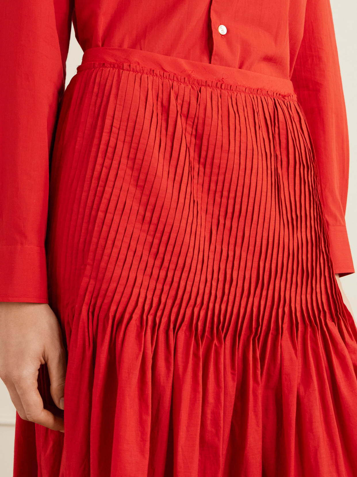 Pleated Cotton-Poplin Midi