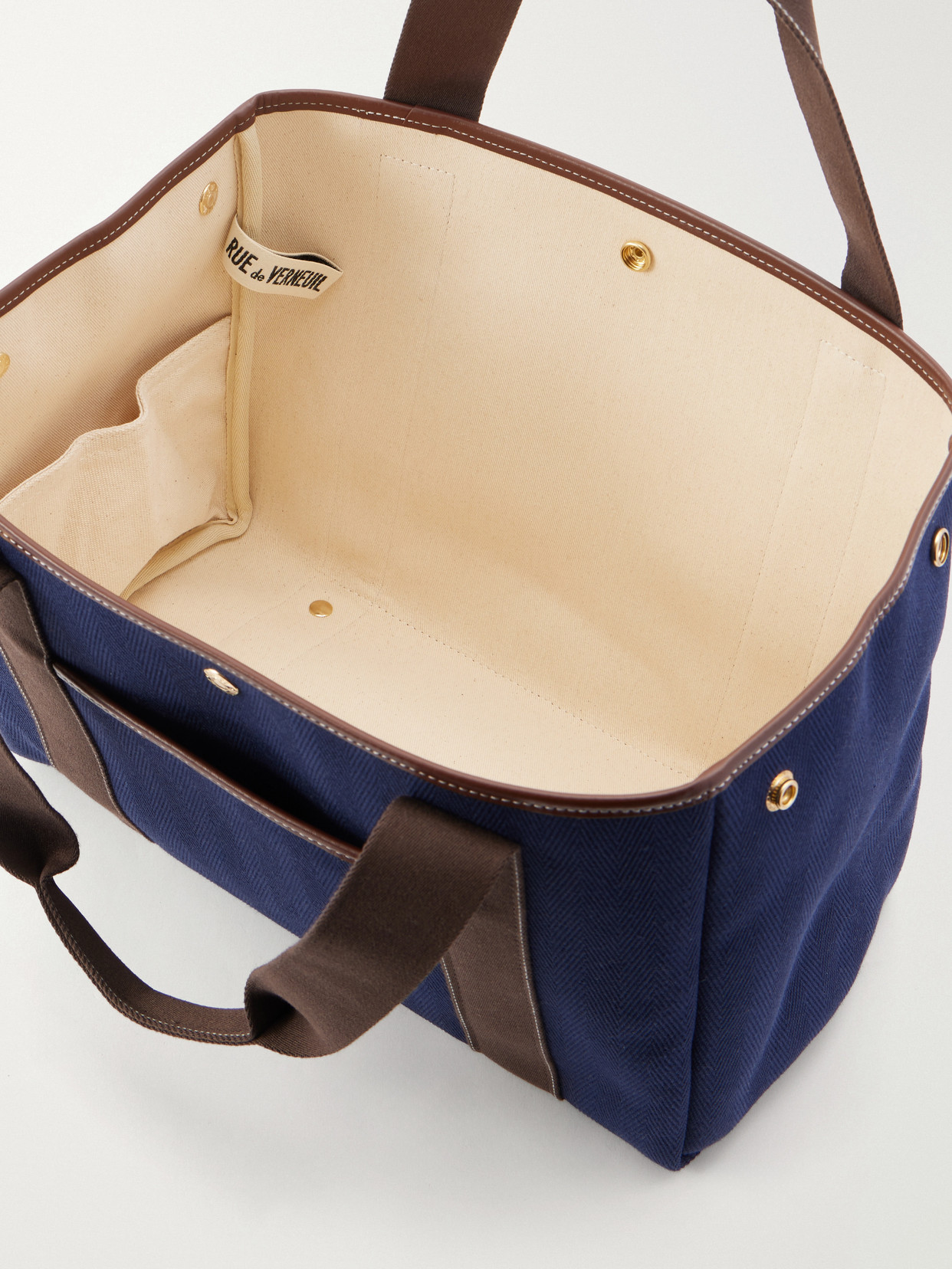 Traversée Medium Leather And Webbing-Trimmed Canvas Tote