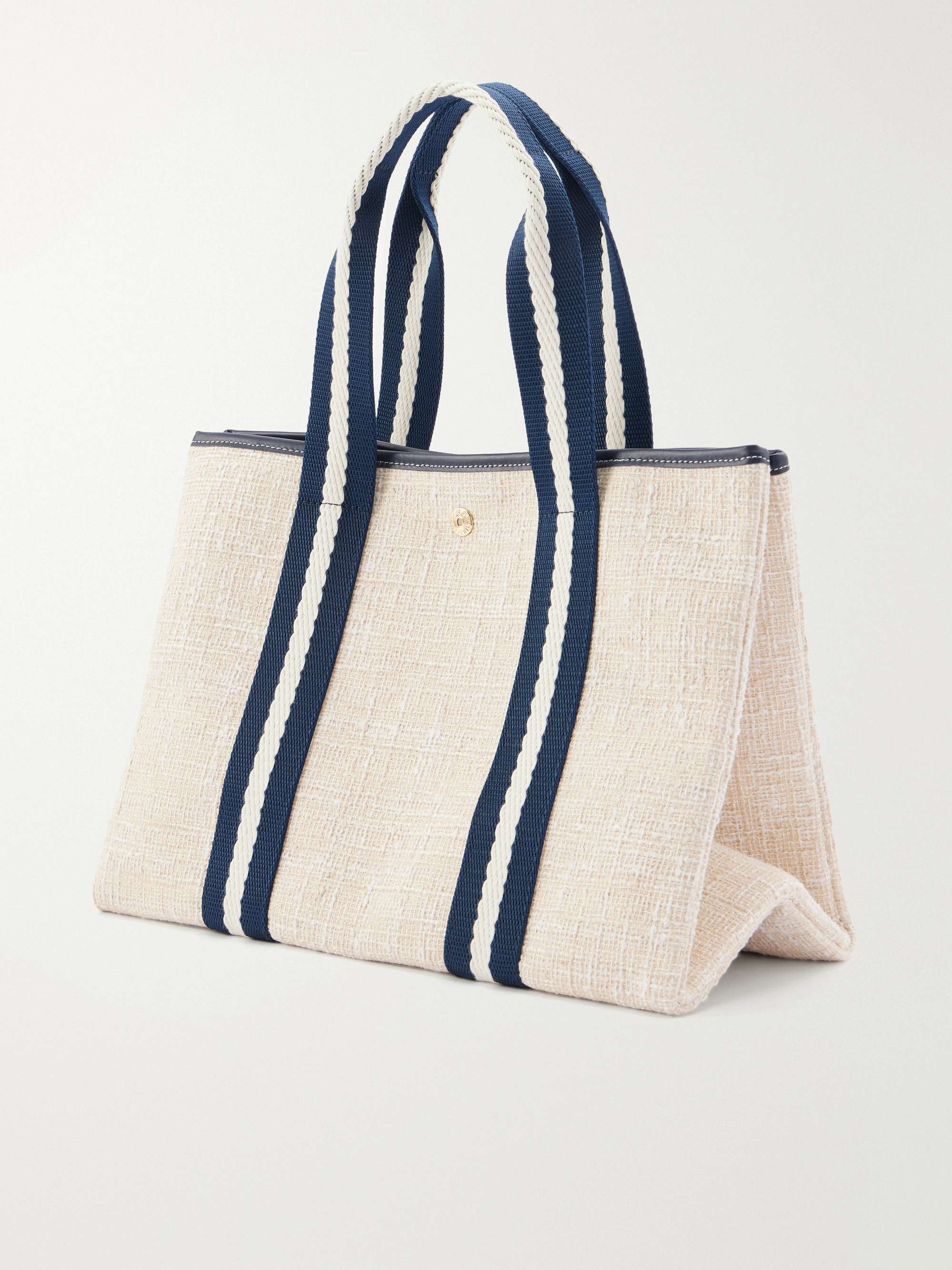 RUE DE VERNEUIL Traversée medium leather and webbing-trimmed tweed