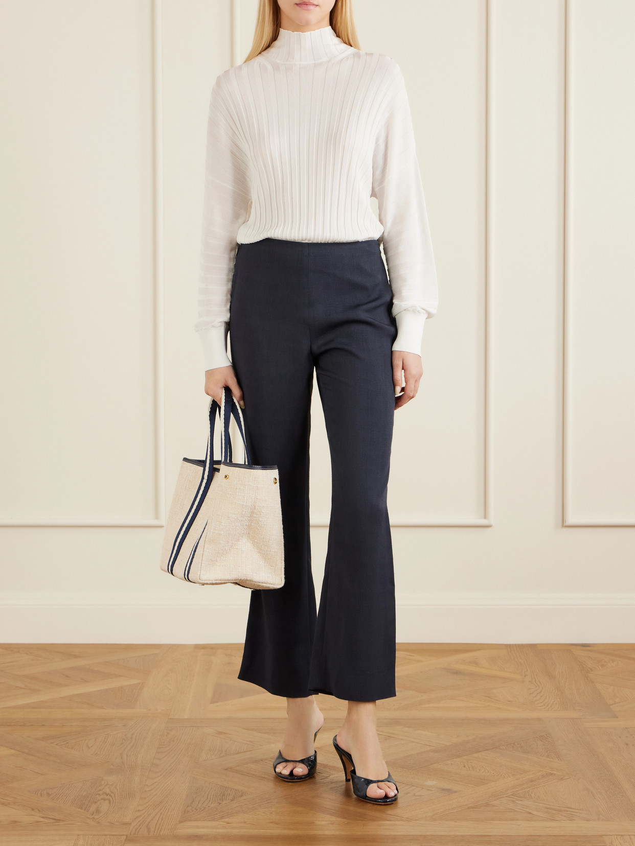 Traversée Medium Leather And Webbing-Trimmed Tweed Tote