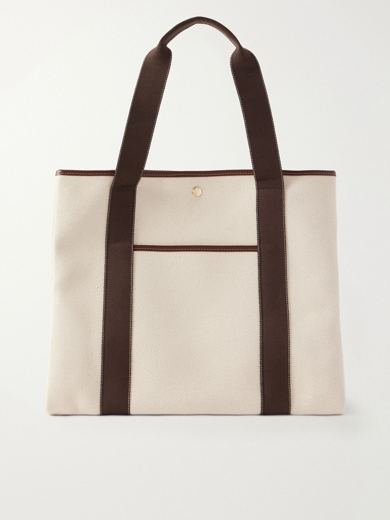 Traversée large leather and webbing-trimmed canvas tote