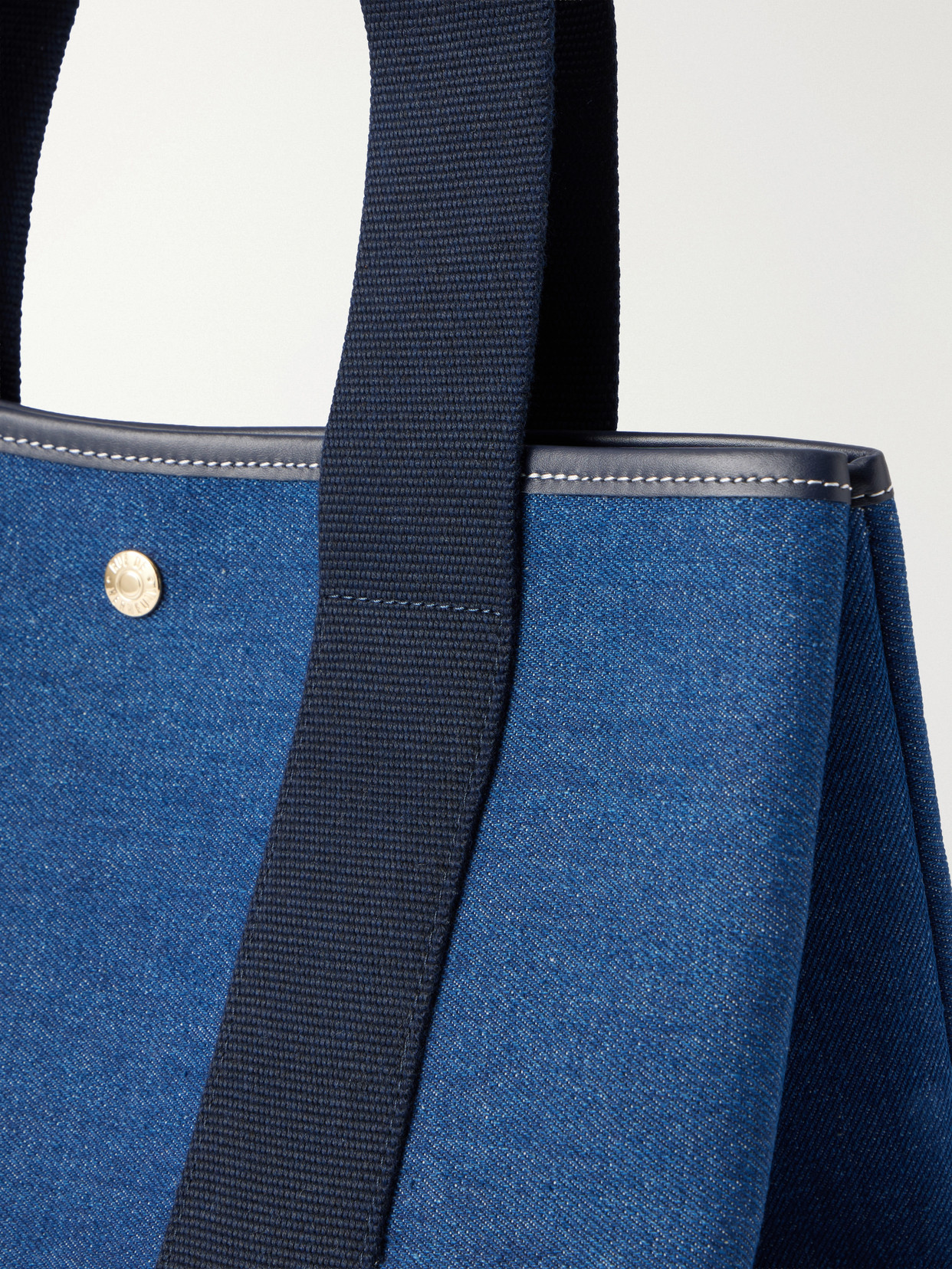 Traversée Medium Leather And Webbing-Trimmed Denim Tote