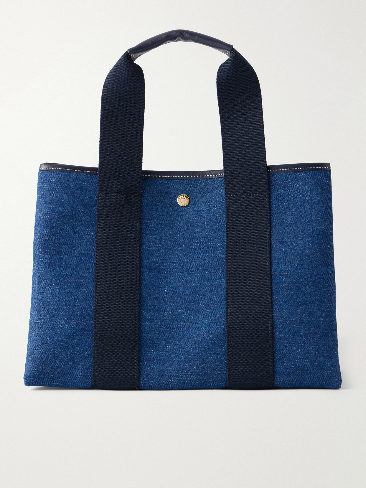Traversée Medium Leather And Webbing-Trimmed Denim Tote