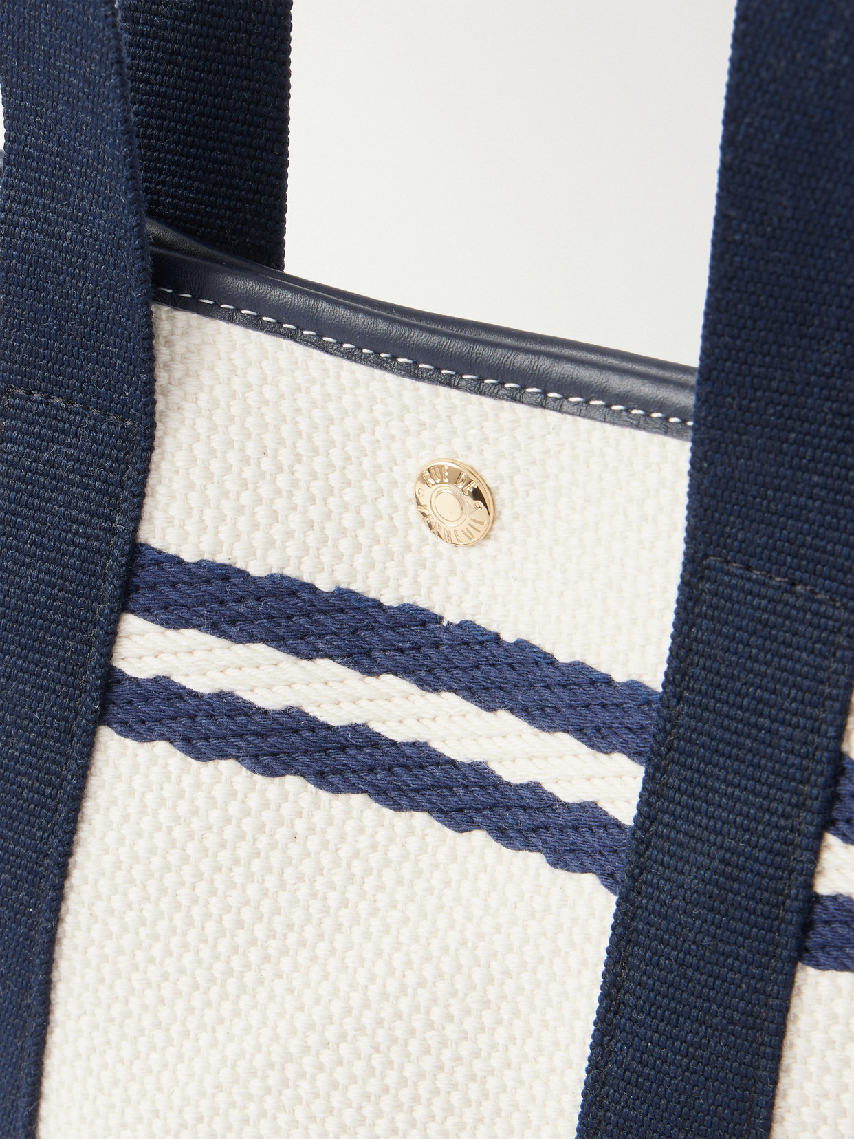 Bucket Leather And Webbing-Trimmed Canvas Tote