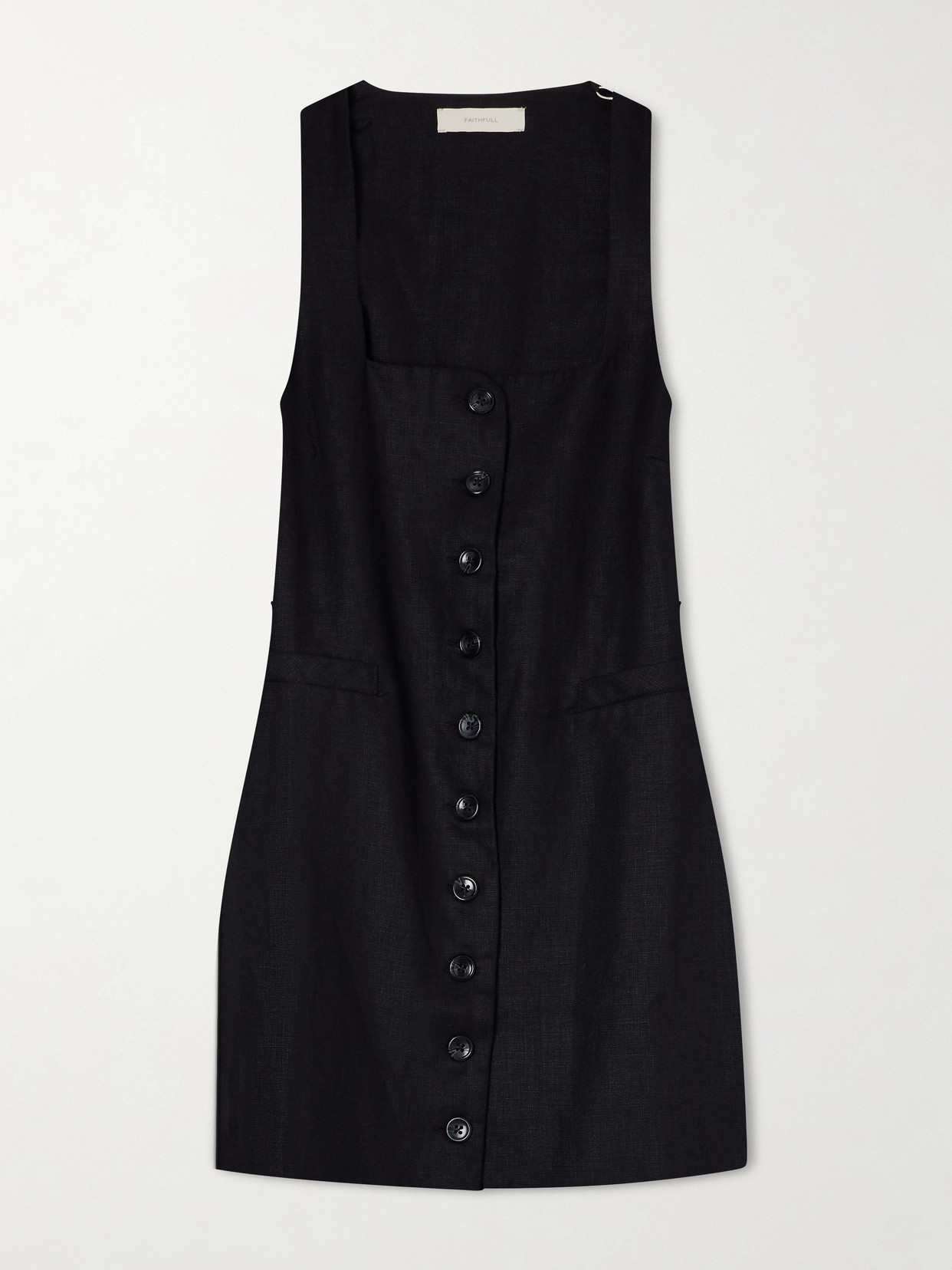 Faithfull Jacques Linen Mini Dress In Black