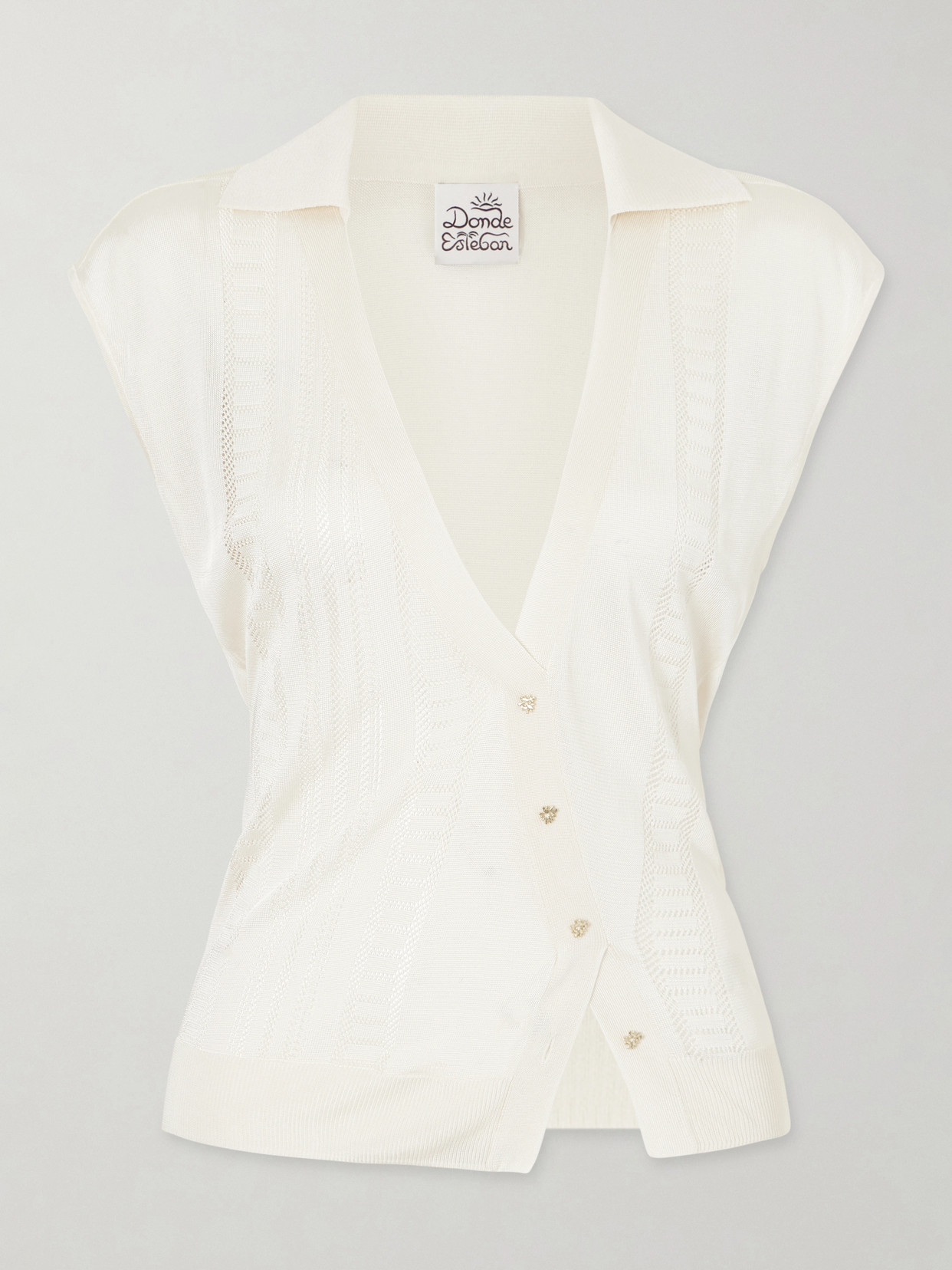 Donde Esteban Guayabera Stretch-knit Coverup In White