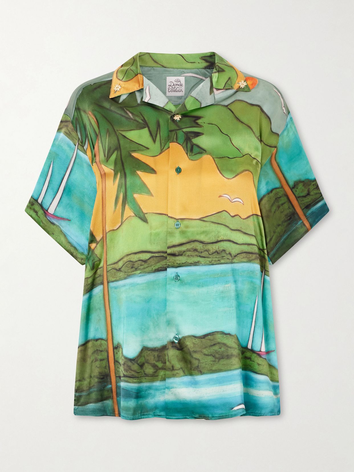 Magdalena Printed Silk Blend Satin Shirt