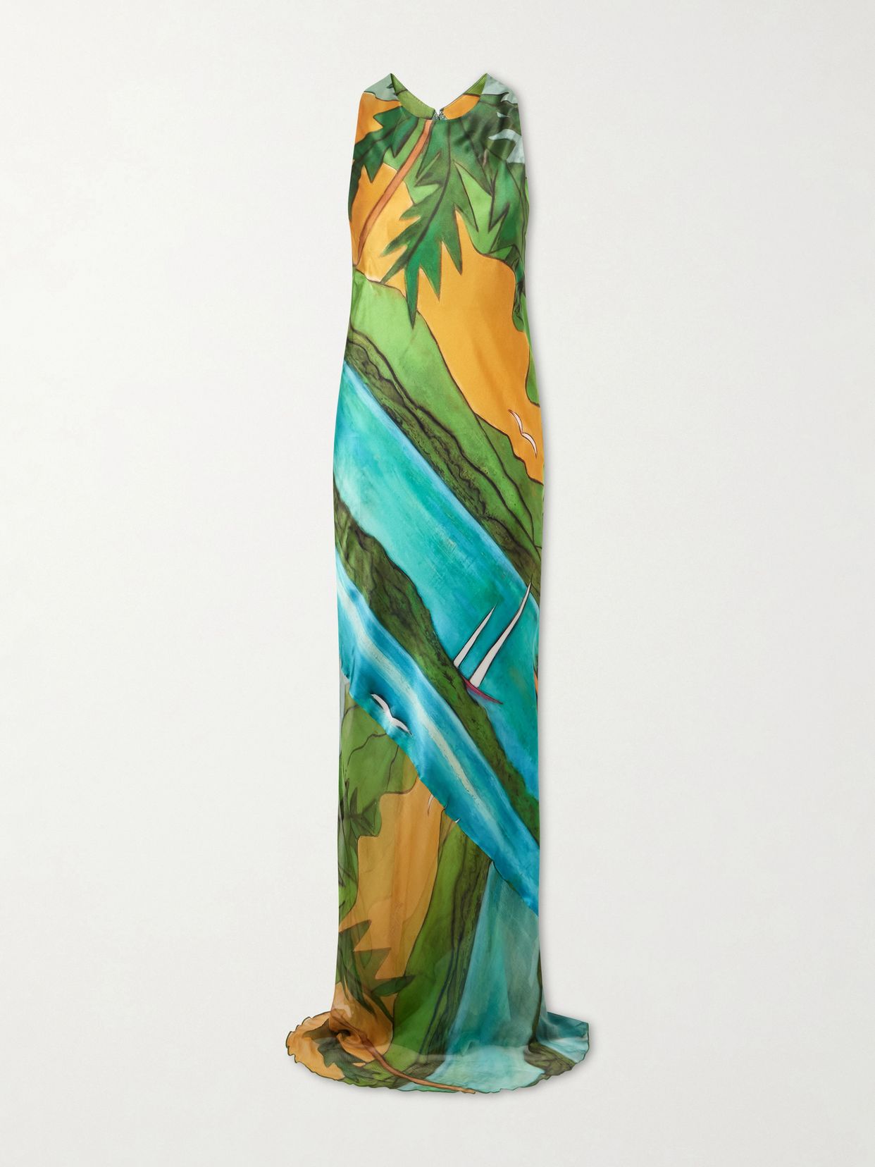 Magdalena printed silk-blend satin maxi dress