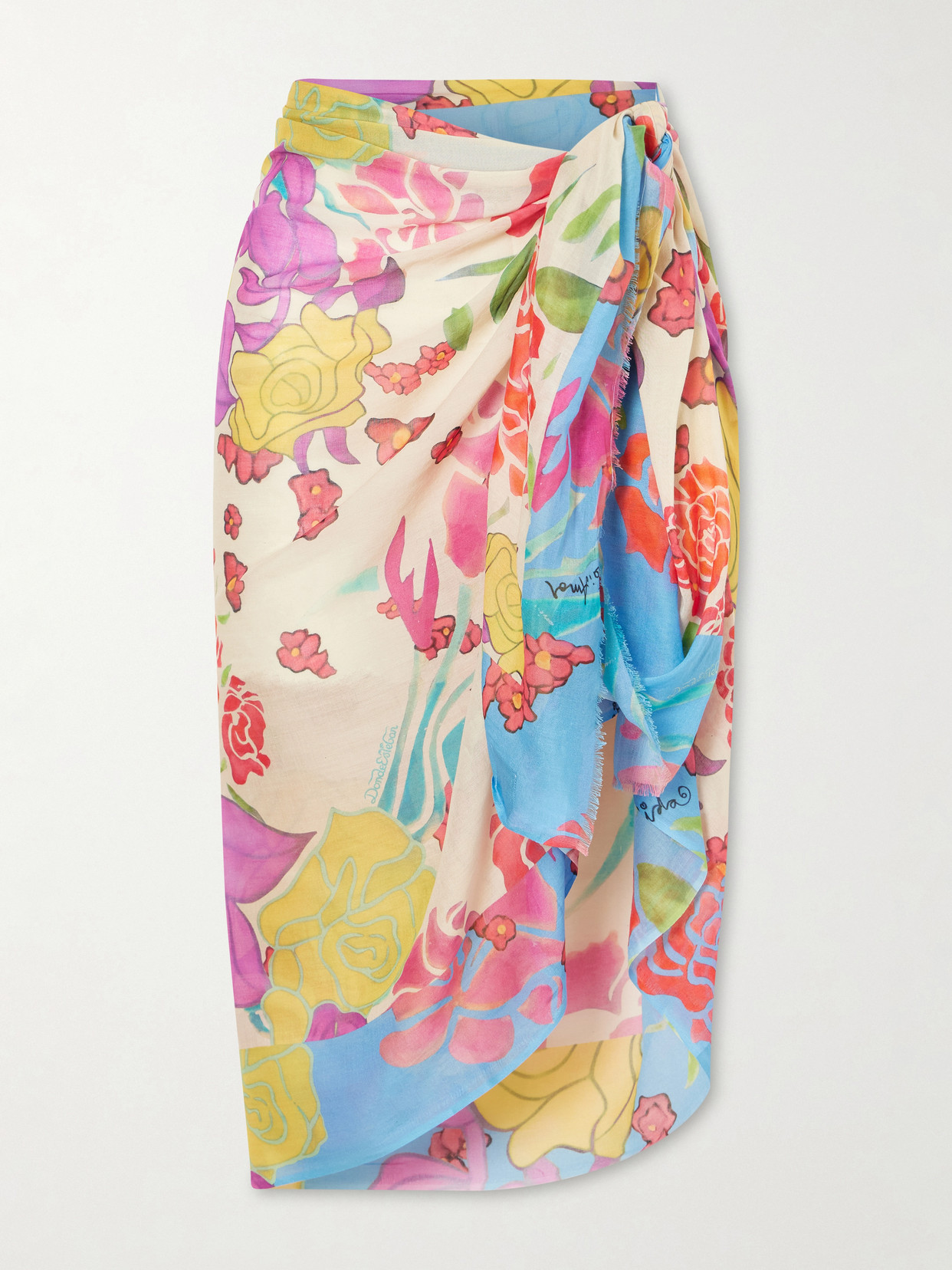 Donde Esteban Flores Floral-printed Cotton And Modal-blend Pareo In Multi
