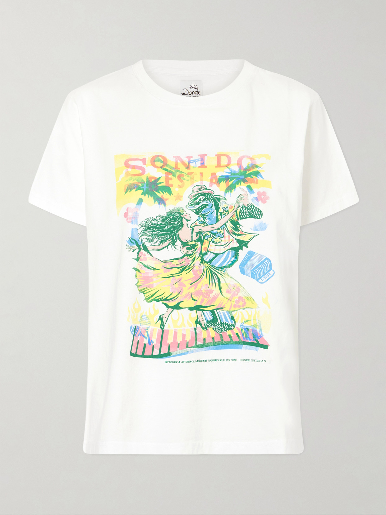 Donde Esteban Sonido Bestial Printed Cotton-jersey T-shirt In White