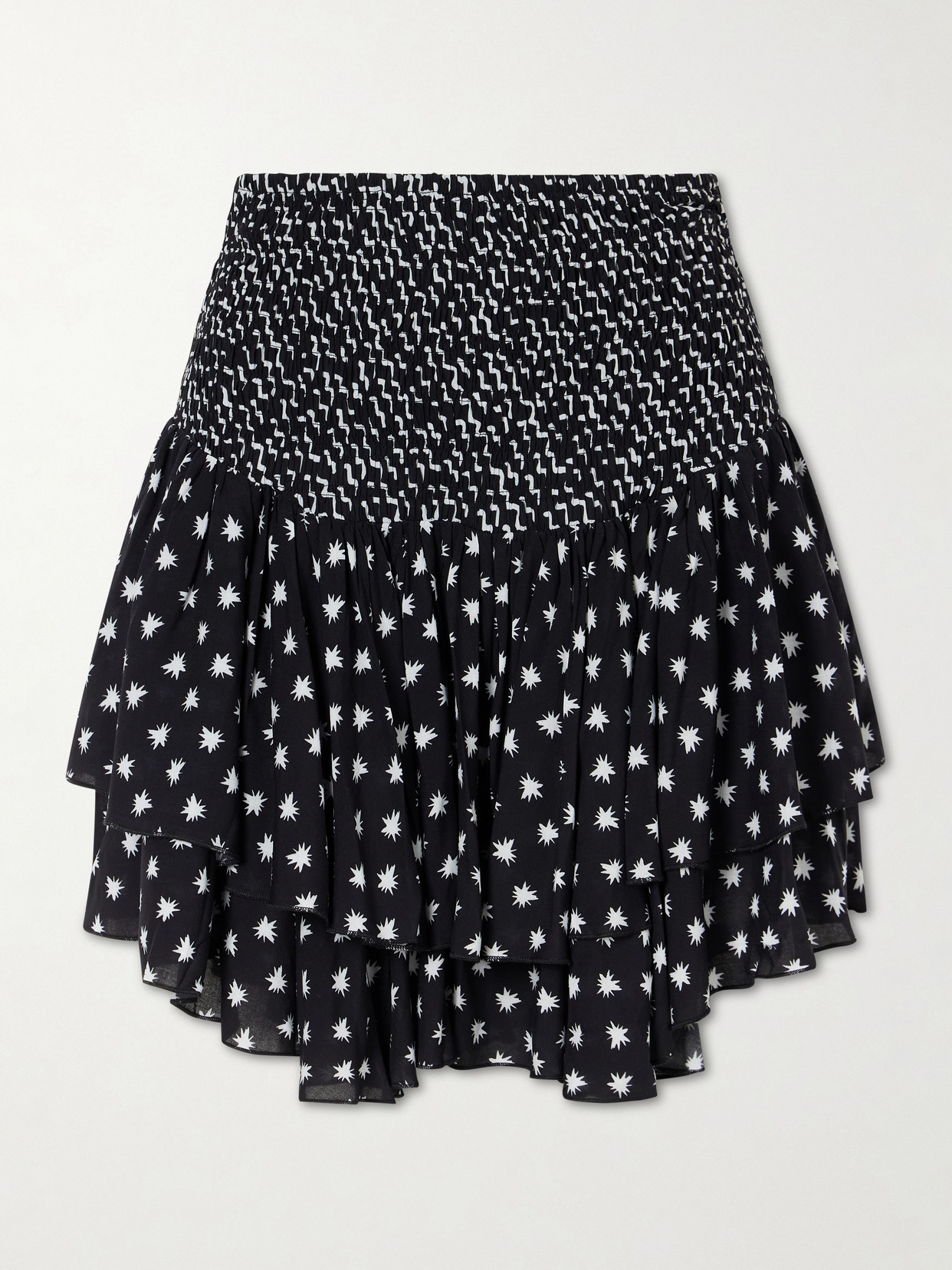 Donde Esteban Estrellitas Y Olas Ruffled Mini Skirt In Black