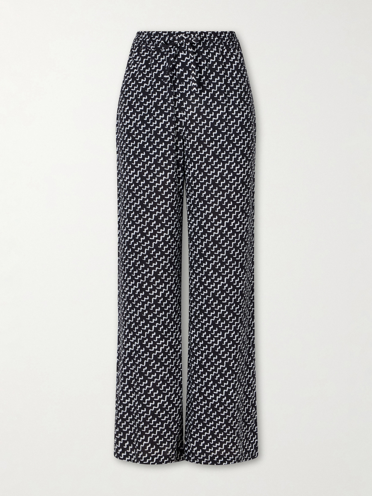 Donde Esteban Estrellitas Y Olas Printed Woven Straight-leg Pants In Black