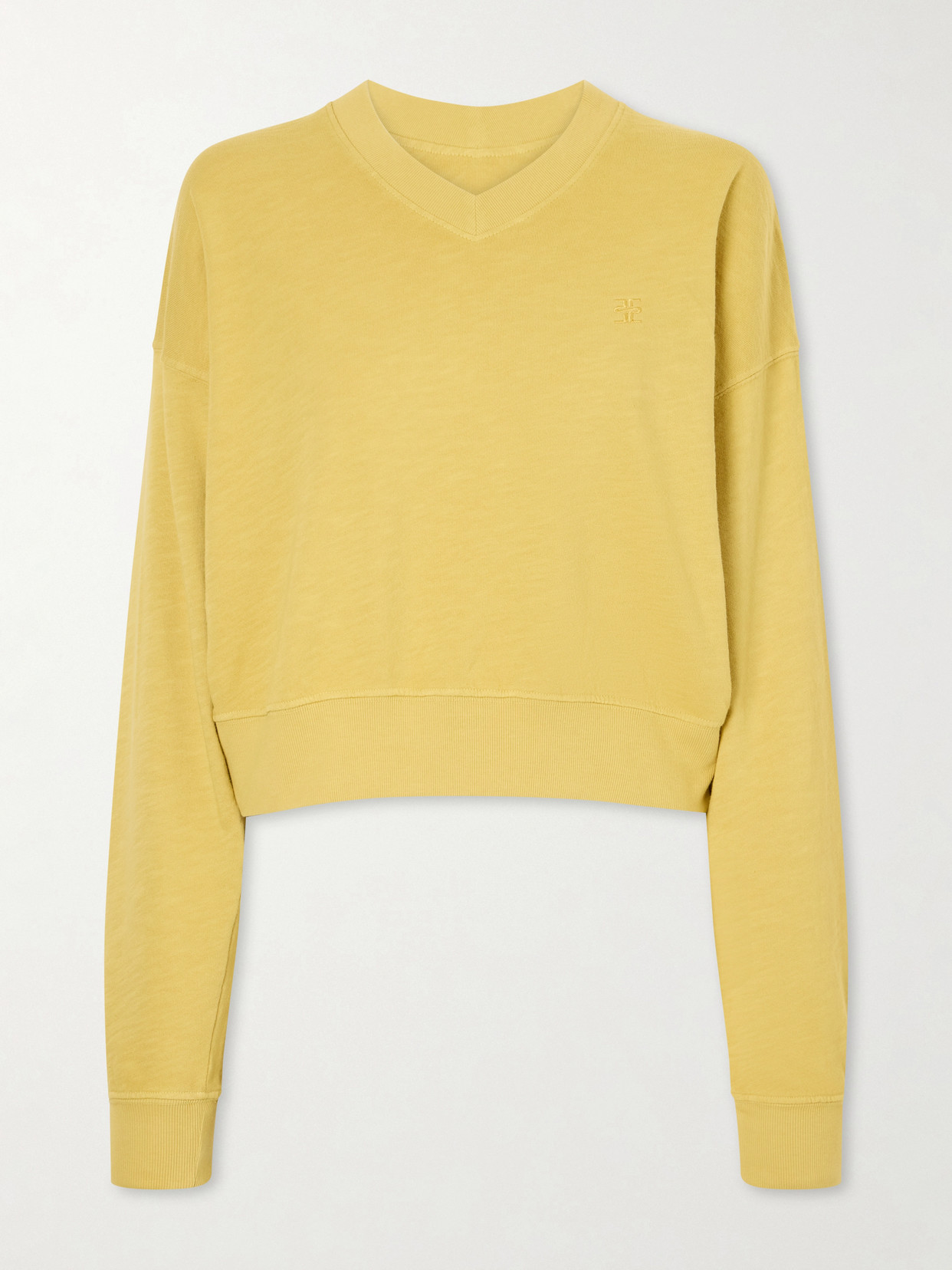 Éterne Cropped Cotton-jersey Sweater In Yellow