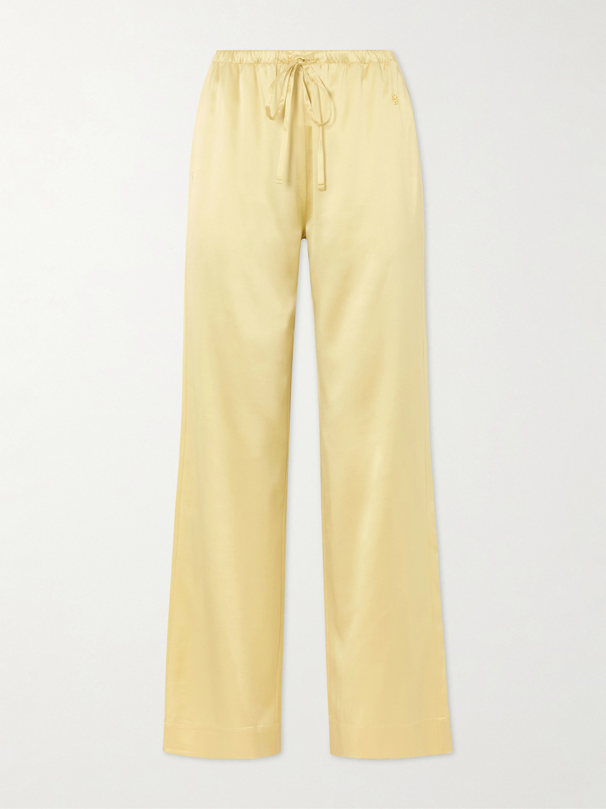 Éterne Brody Silk-blend Satin Wide-leg Pants In Yellow