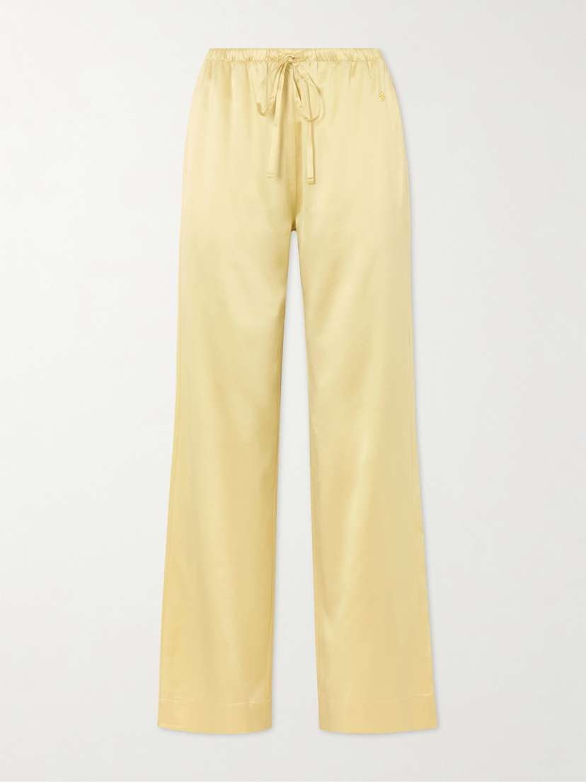 ÉTERNE Brody Silk-blend Satin Wide-leg Pants