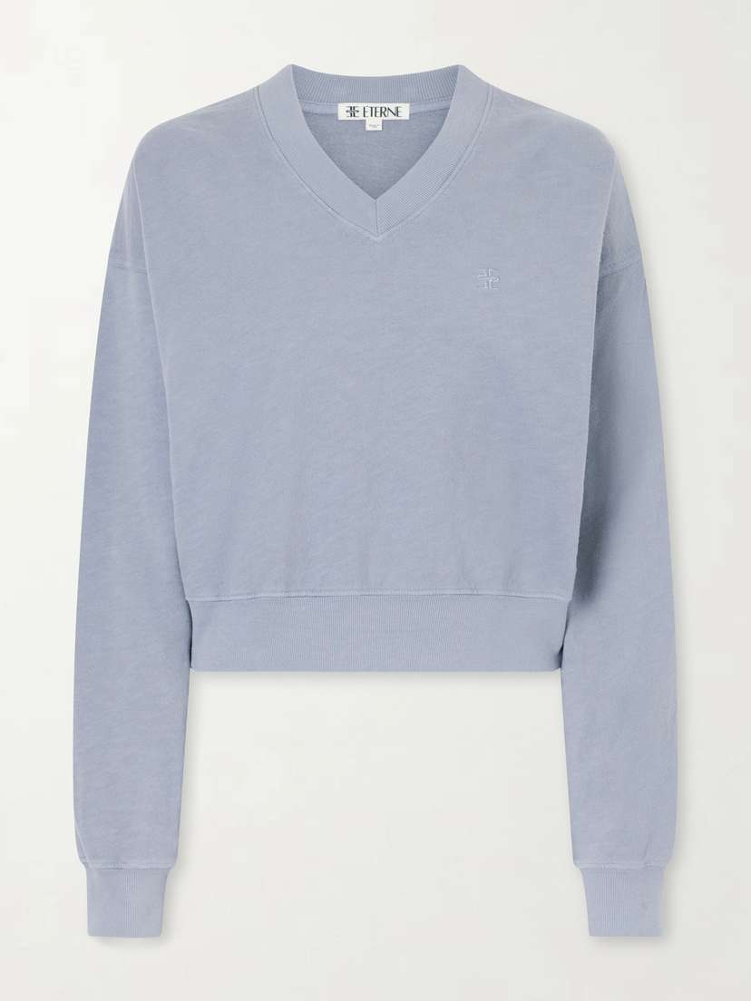 ÉTERNE Embroidered Cotton-jersey Sweater