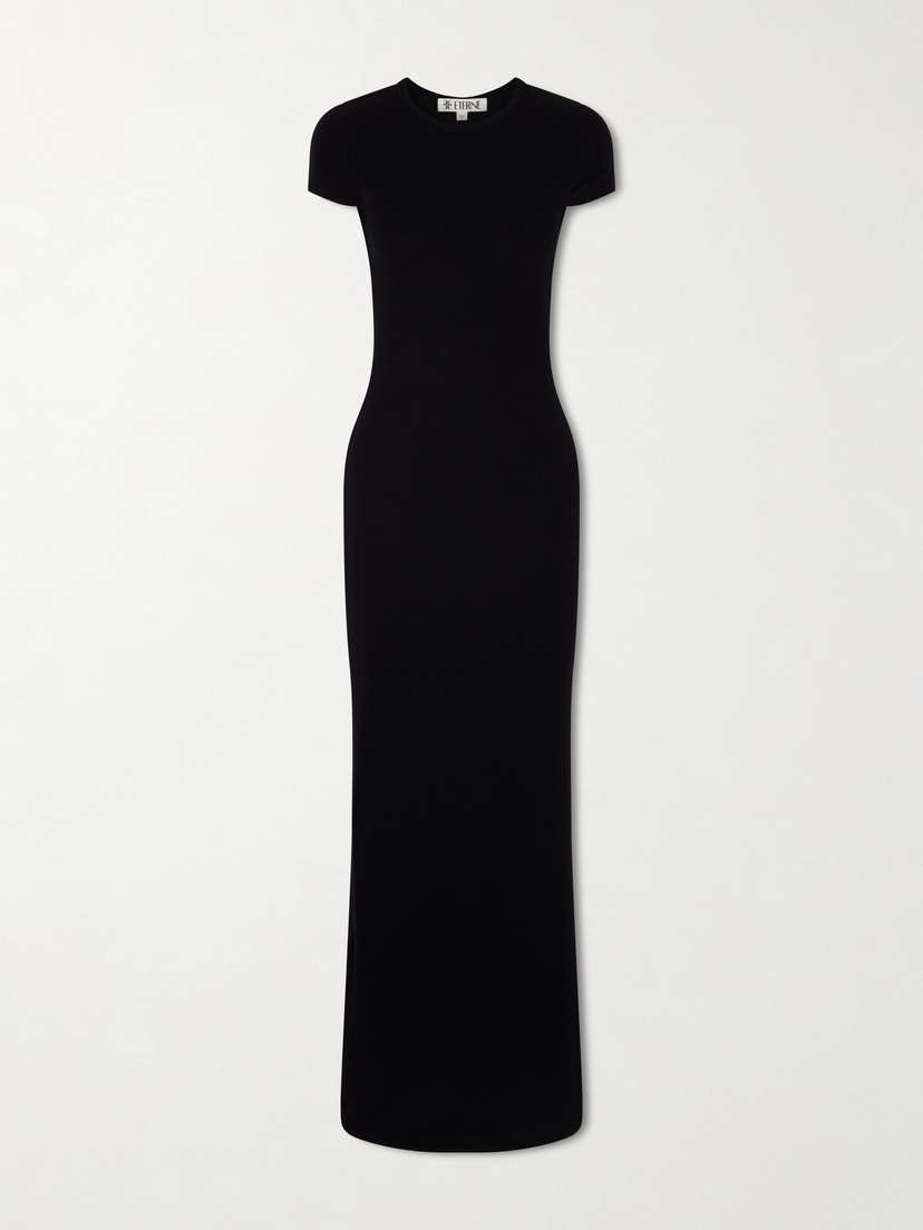 ÉTERNE Ribbed Jersey Maxi Dress