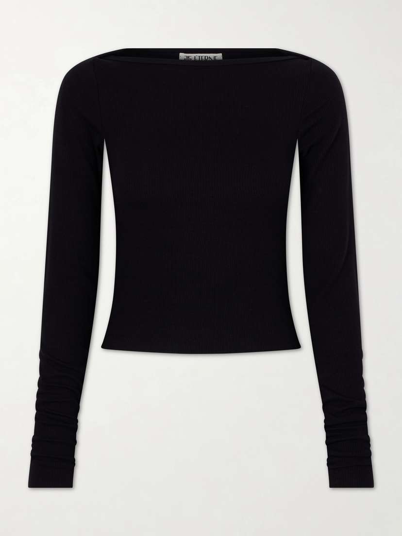 ÉTERNE Cropped Ribbed Stretch-jersey Top