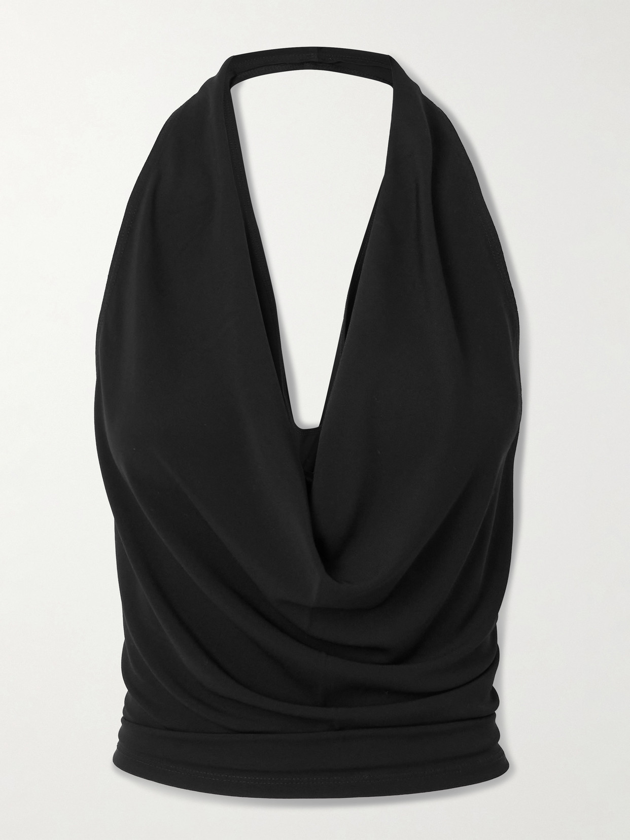 Éterne Paris Draped Stretch-jersey Halterneck Top In Black
