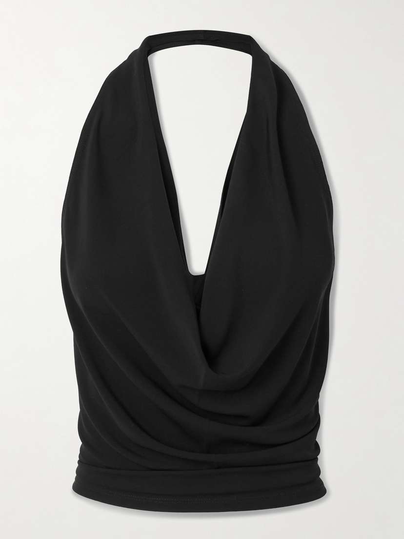 ÉTERNE Paris Draped Matte Jersey Halterneck Top