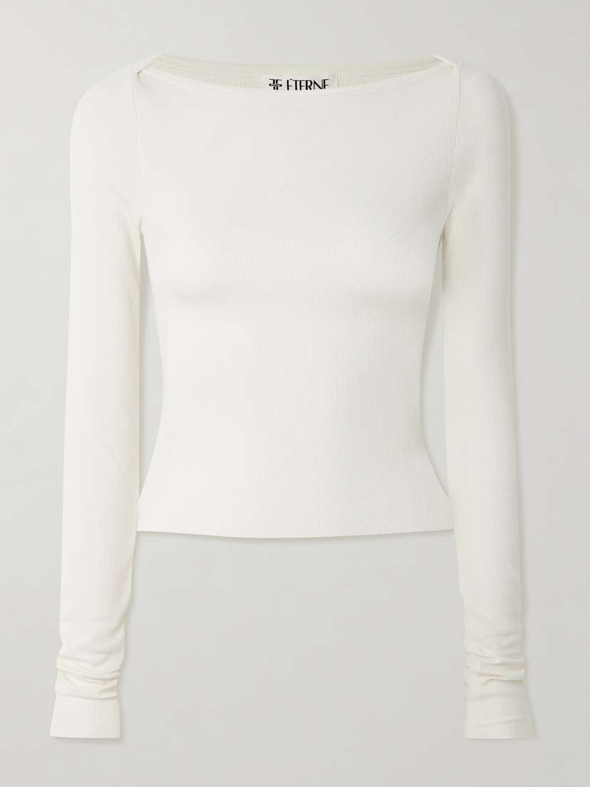 ÉTERNE Cropped Ribbed Stretch-jersey Top