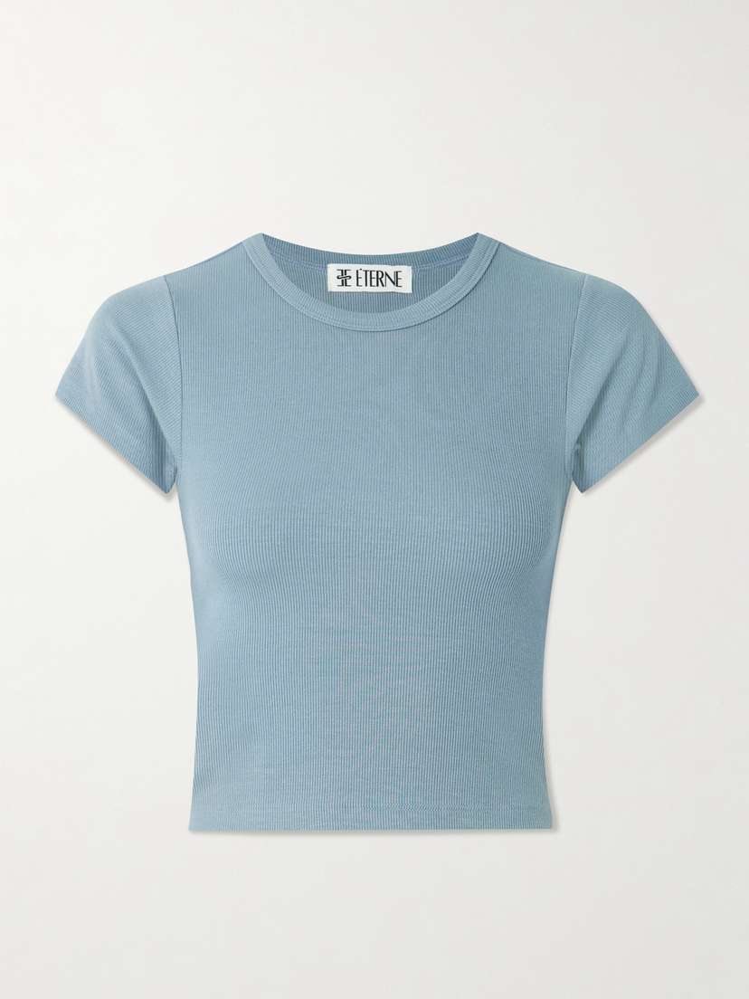 ÉTERNE Chloe Ribbed Stretch-jersey T-shirt