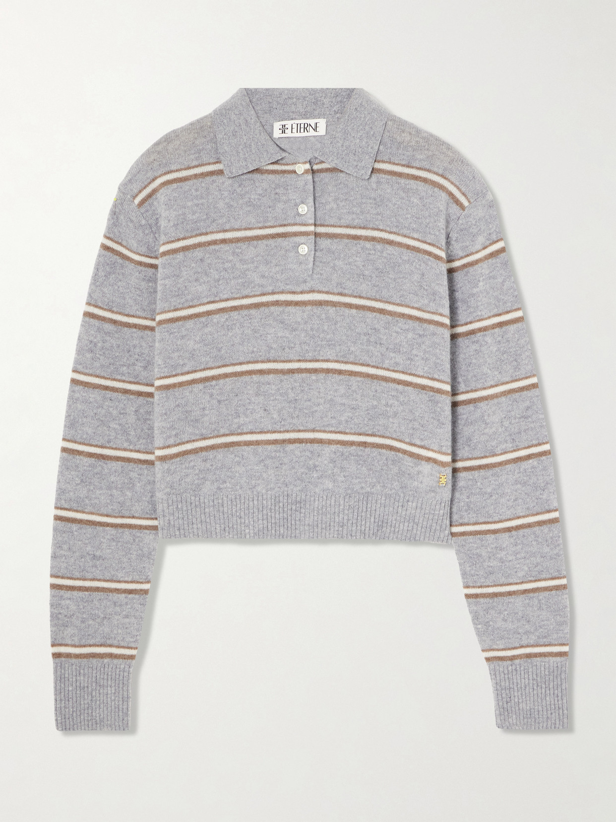 Éterne Barrett Cropped Striped Cashmere Sweater In Gray