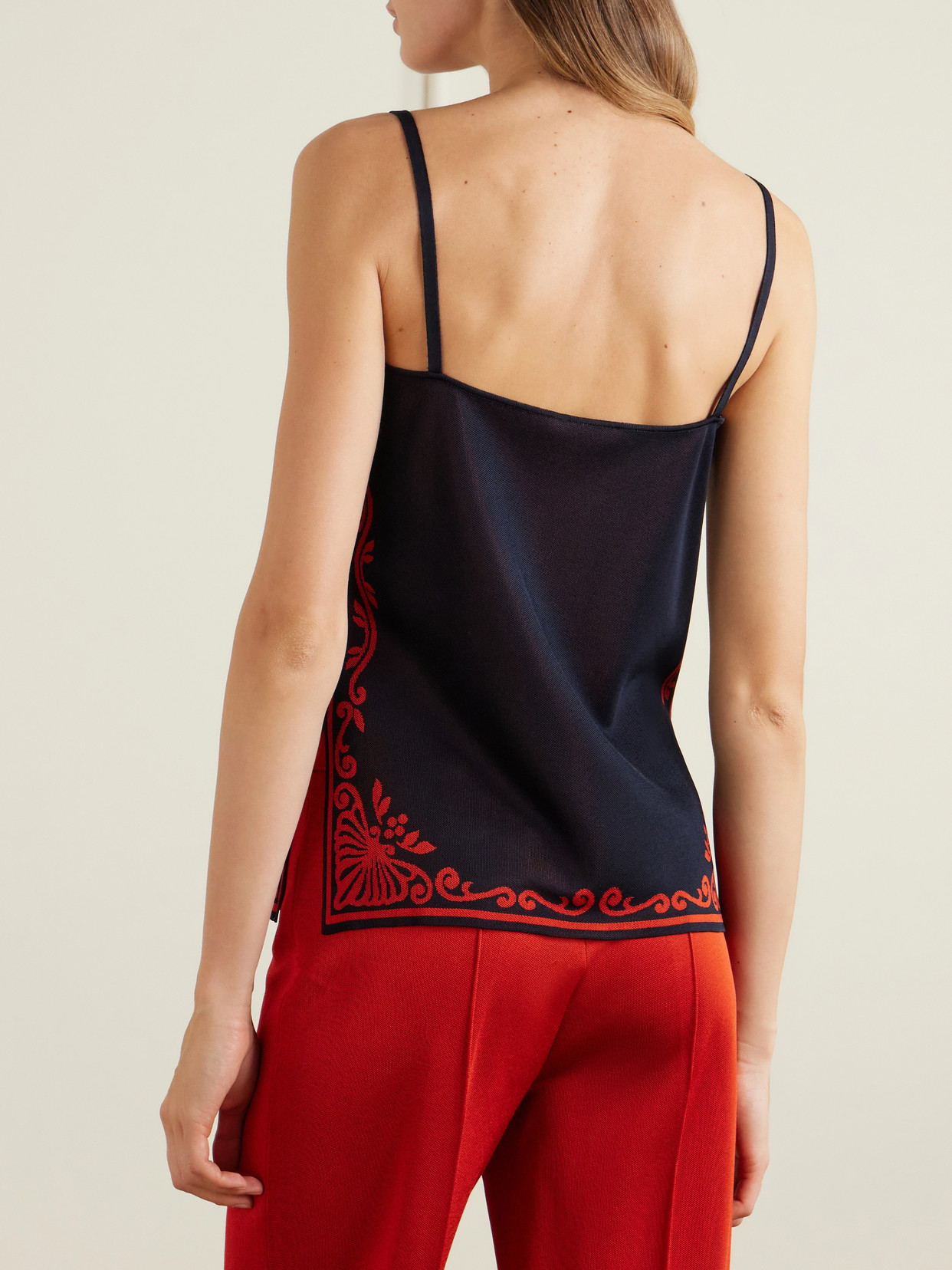 Jess Draped Embroidered Knitted Tank