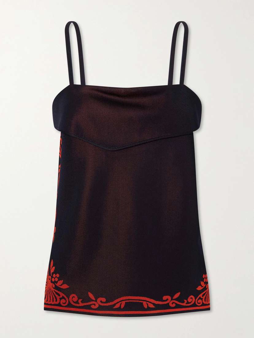 HIGH SPORT Jess Draped Embroidered Knitted Tank - Women's Clothing